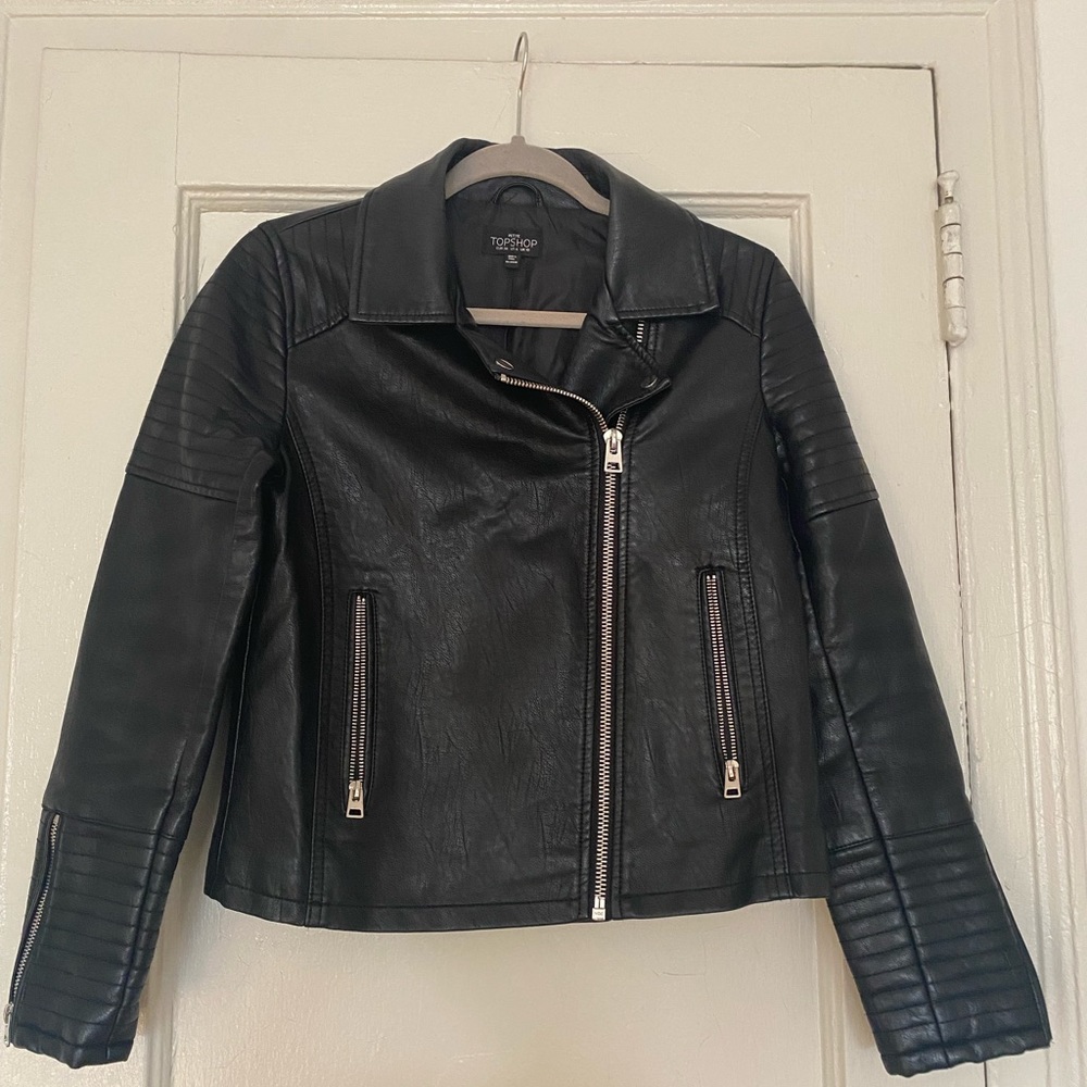 Topshop faux leather jacket petite 6